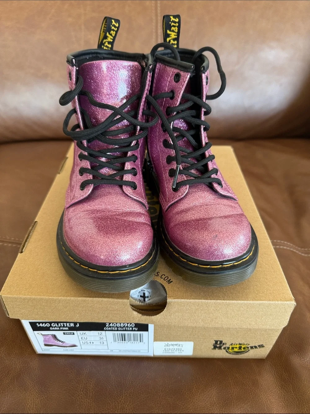 Dr. Martens Glitter Lace-Up Boots in Pink